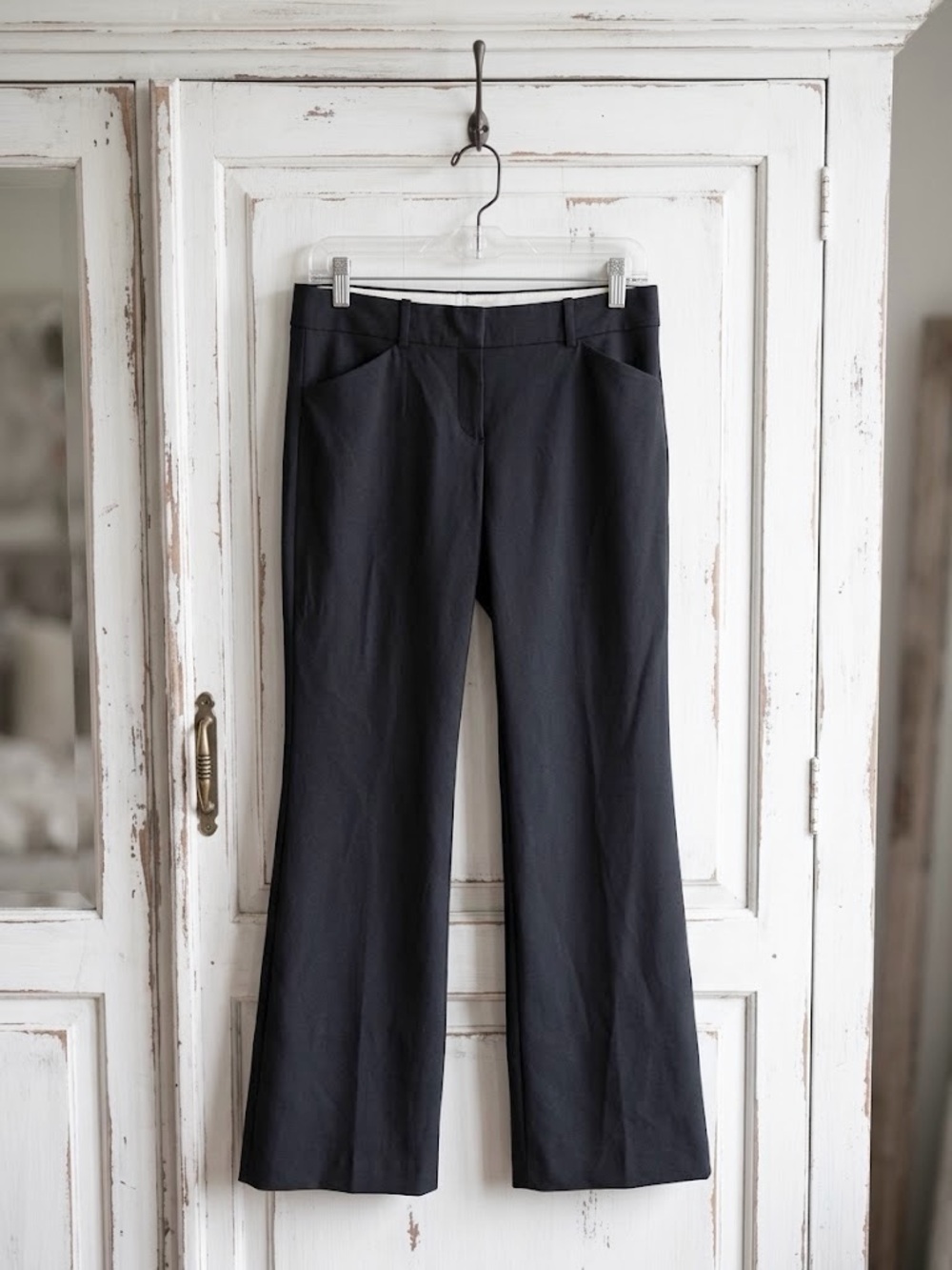 Theory Max C Wool Stretch Flare Trousers Dress Pants Charcoal Black Size 4